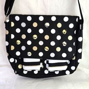 Justice Tween Bling messenger polka dots book shoulder crossbody bag NWOT